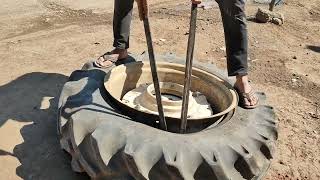 ट्रैक्टर की पंचर कैसे बनाए घर पर ! How to make tractor puncture at home