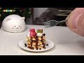 DIY Miniature Strawberry Banana Pancakes　ミニチュアいちごとバナナのパンケーキ作り Fake food