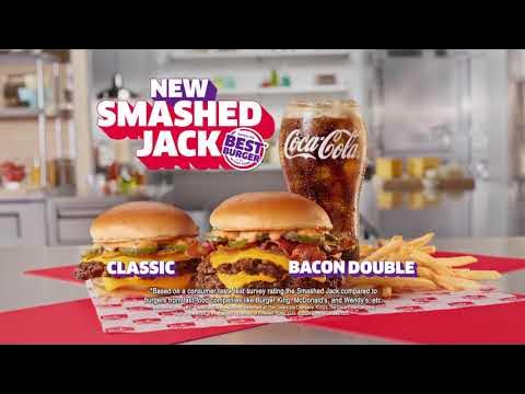 Smashed Jack | One Bite | Jack in the Box - My Smashed Jack is the best-rated burger in fast food*. It’s got a quarter pound smashed patty with perfectly imperfect edges, melty cheese and my new Boss Sauc