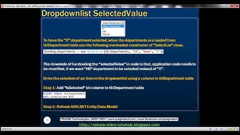 Part 35   How to set an item selected when an asp net mvc dropdownlist is loaded