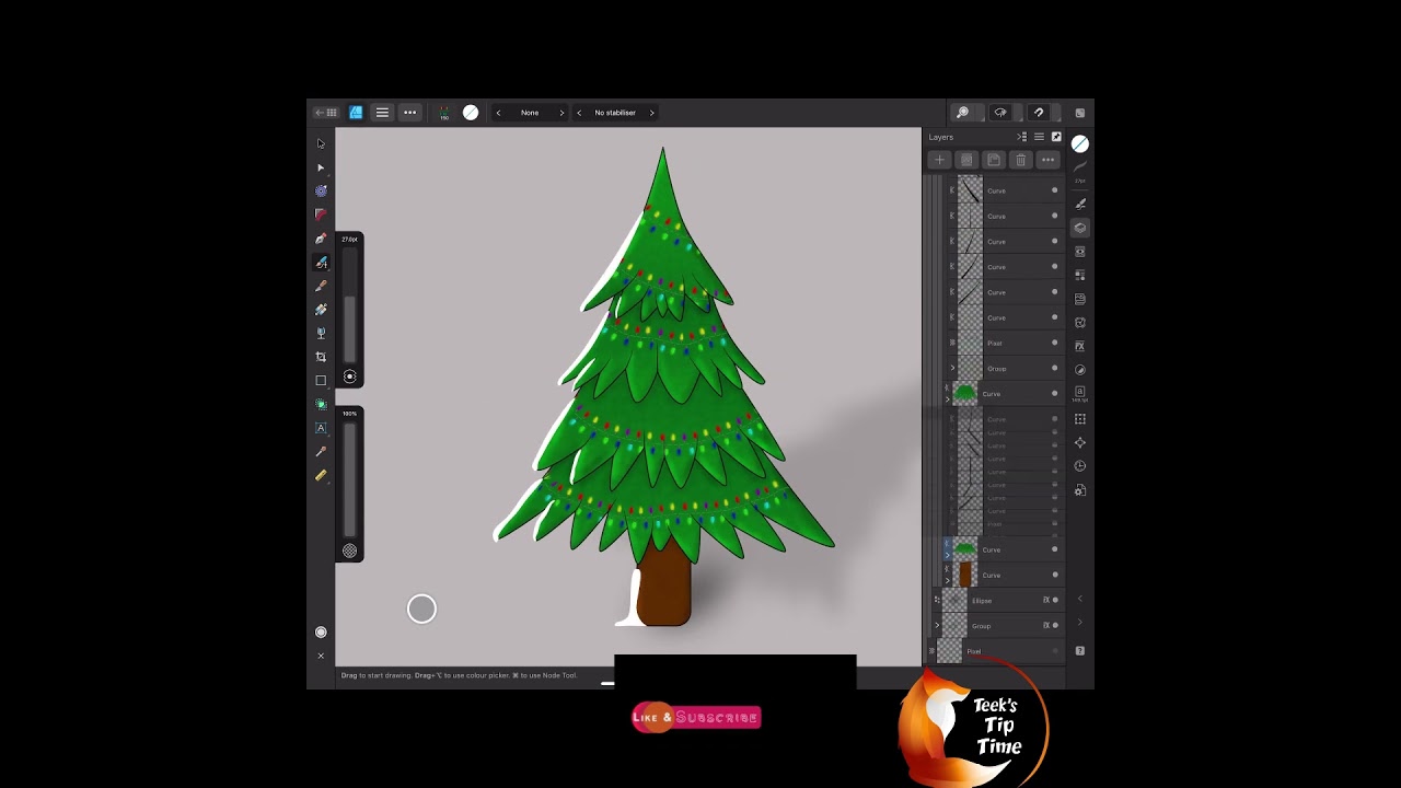 AFFINITY DESIGNER IPAD 2.0 - CHRISTMAS LIGHTS BRUSHES - TEEKS TIP TIME- 