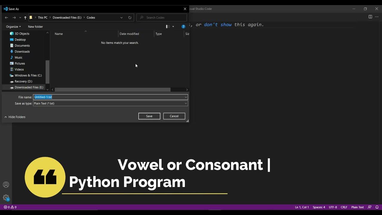 Check Vowel or Consonant Python Program | Tutorial | Yes I Can Do - YouTube