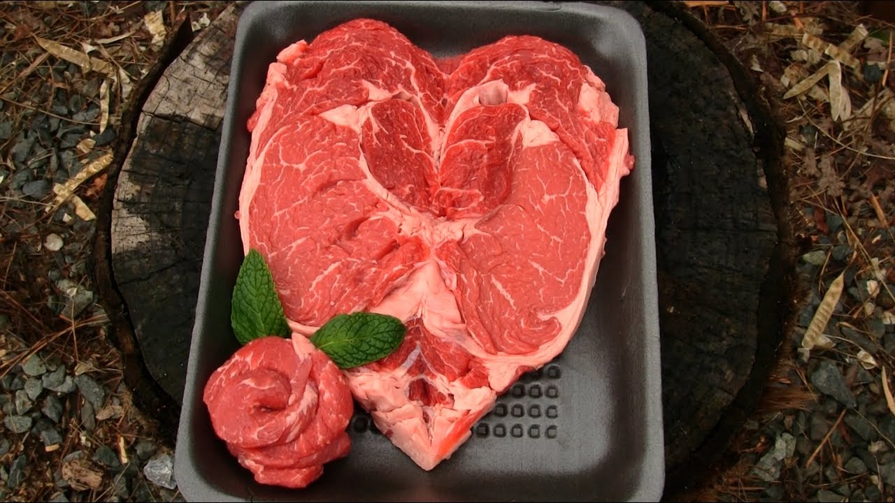 Rib Eye Steak Heart Shaped Steak Outdoor BBQ YouTube