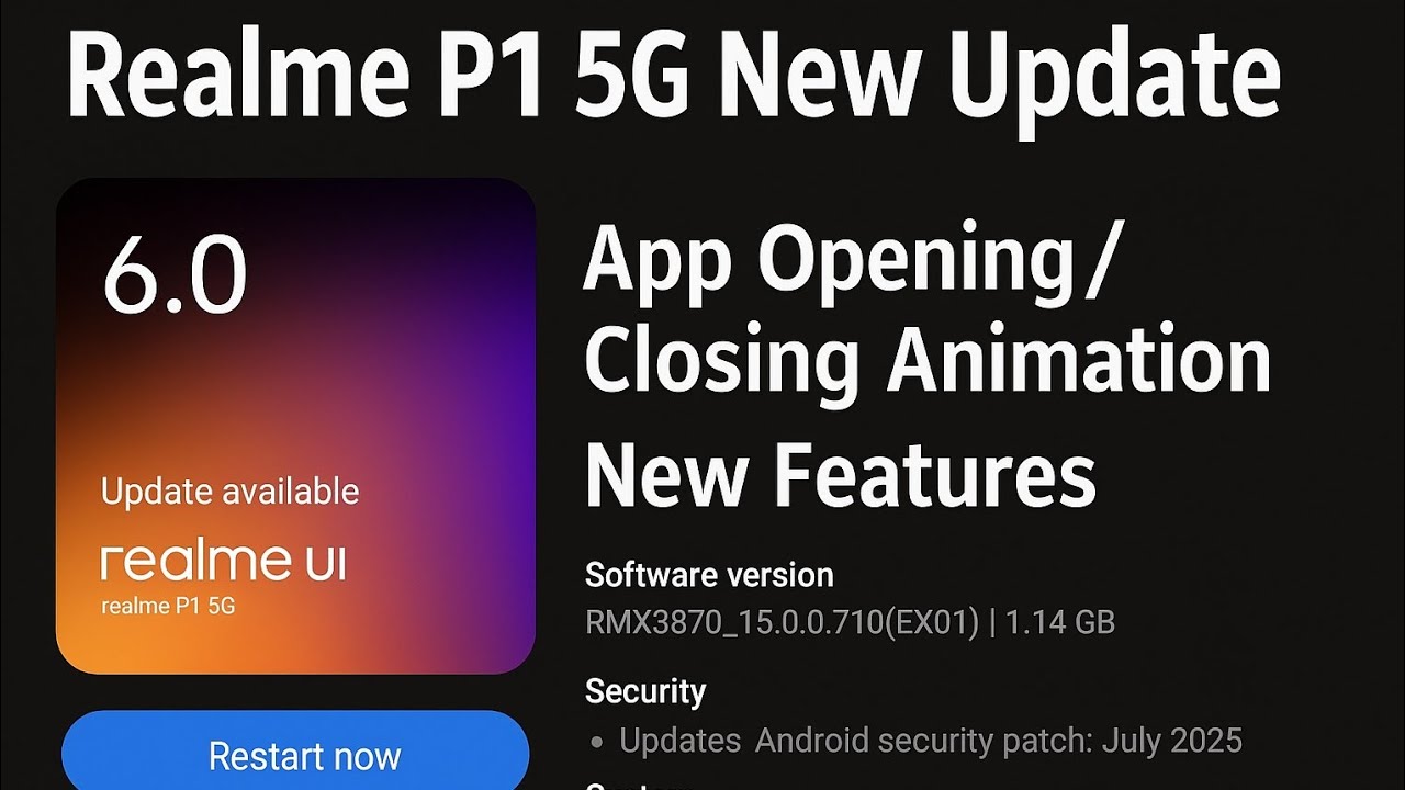  Realme P1 5G 📱 New Update 6.0 🚀 | App Opening/Closing Animation ⚡ New Features 🎉