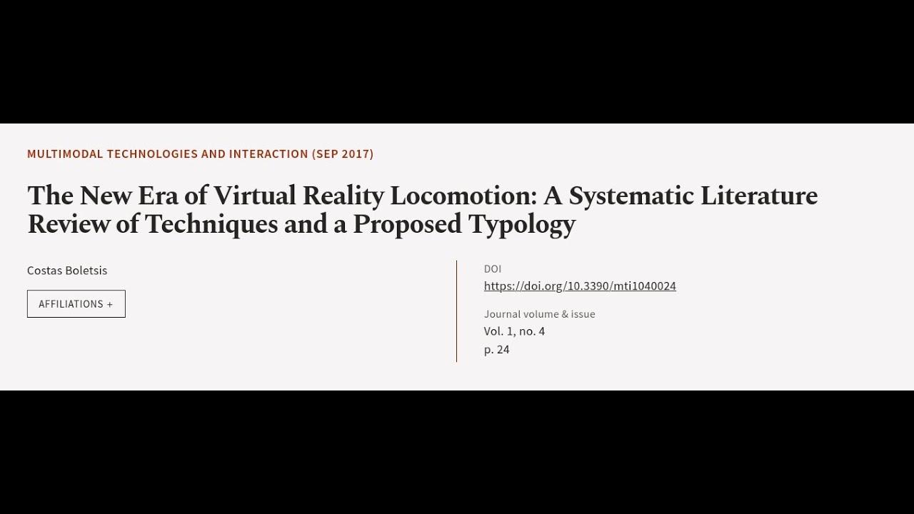 a systematic literature review of virtual reality locomotion taxonomies