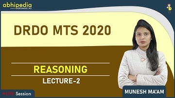 DRDO MTS Reasoning Lecture -2 by Munesh Ma"am