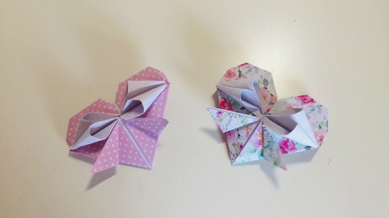 Origami Heart With A Bow Youtube