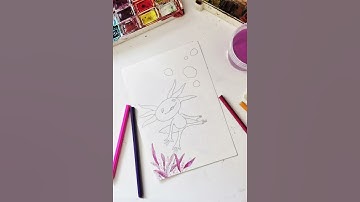 Watercolor illustration axolotl #shorts