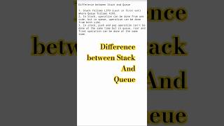 Difference between Stack and Queue