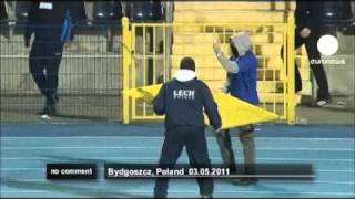 Polish cup final ends with pitch invasion