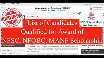 NTA NET ! List of Candidates Qualified for Award of NFSC, NFOBC, MANF for Without JRF Candidates...