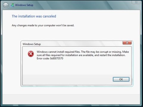 Error Code: 0x80070570 Windows Installation