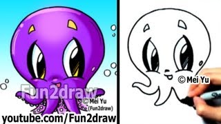 How to Draw Cartoon Characters - How to Draw an Octopus - Easy Drawings - Fun2draw: Online Art Class