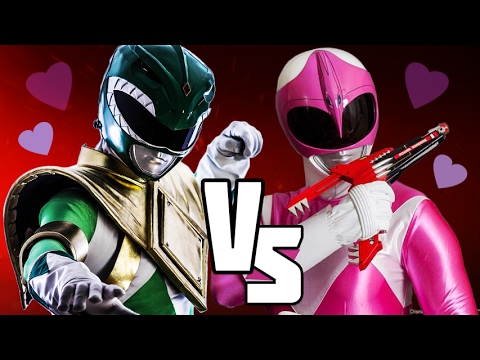 Green Ranger Vs Pink Ranger Power Rangers Battles Valentines Fight Youtube