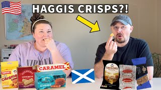 Americans Try Iconic Scottish Snacks - Tunnock's, Haggis Crisps & More!