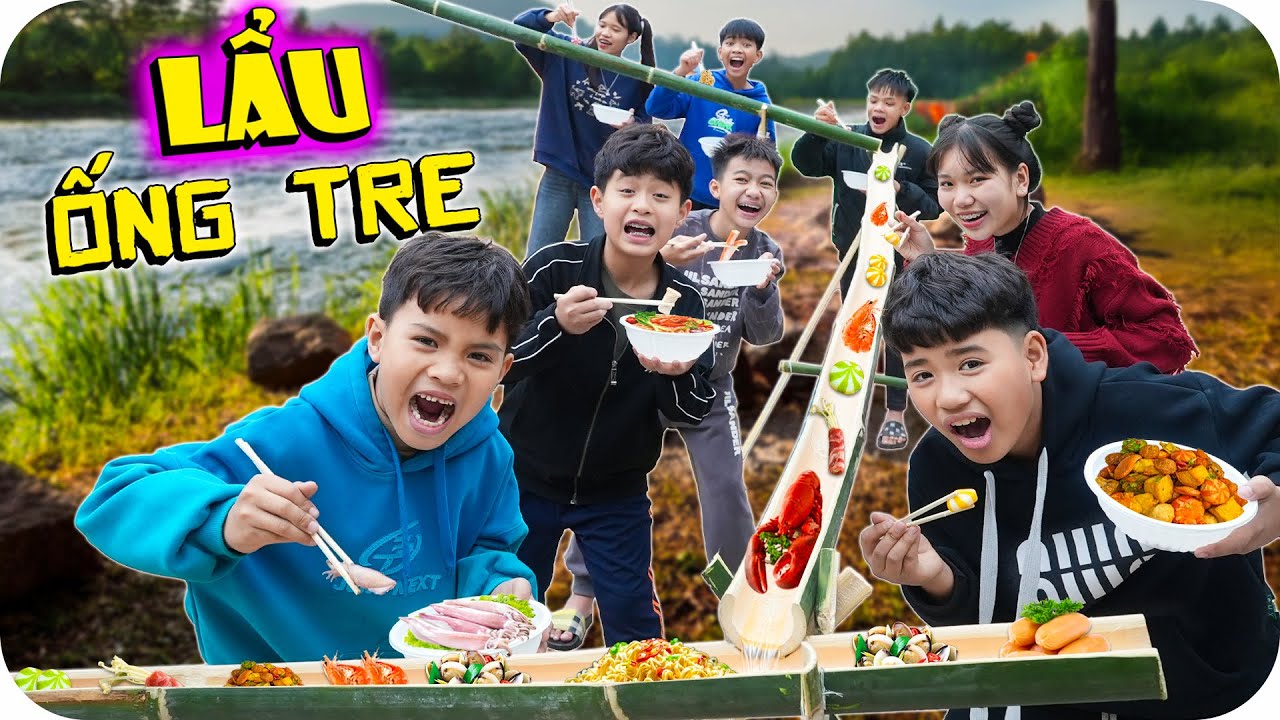 Mở Tiệc Buffet Lẩu Trôi Ống Tre Mừng Sinh Nhật Minh Khoa | Min Min TV Minh Khoa