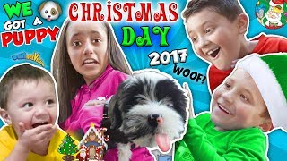 CHRISTMAS DAY TEARS of JOY! 🎁 NEW PUPPY! FUNnel Fam Holiday Vlog