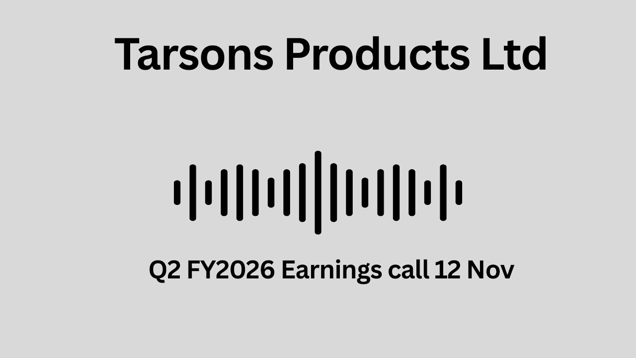 Телефонная конференция по итогам второго квартала 2026 финансового года компании Tarsons Products...