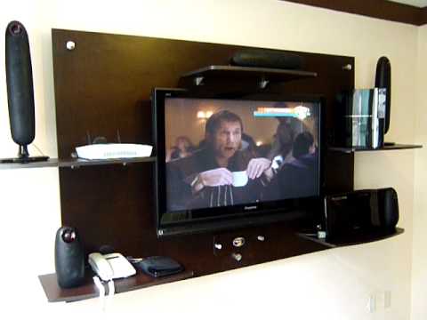 Panel tv centros de entretenimiento esbeltos a pared youtube Muebles para televisor y equipo de sonido modernos