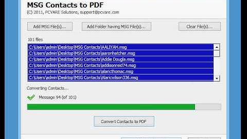 MSG Contact to PDF Converter to copy Outlook .msg contacts into Adobe PDF