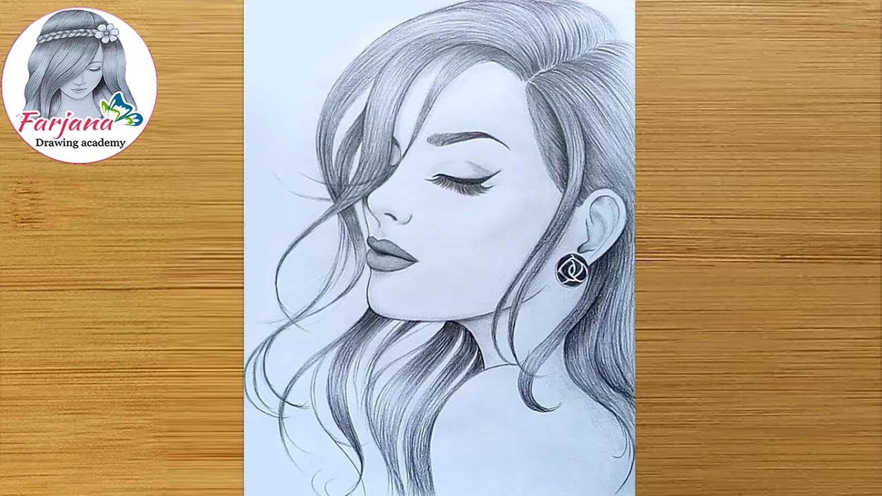 How to Draw a girl - Pencil Sketch || Face Drawing || Kız ...