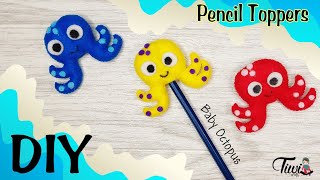Cara membuat Hiasan Pensil Karakter Bayi Gurita | Baby Octopus Pencil Toppers