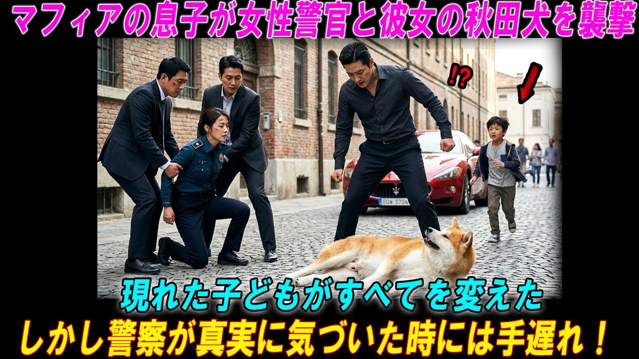 マフィアの息子が女性警官と彼女の秋田犬を襲撃 — 現れた子どもがすべてを変えた【奇跡の実話】 #海外の感動話  #秋田犬 #海外の反応  #海外の話