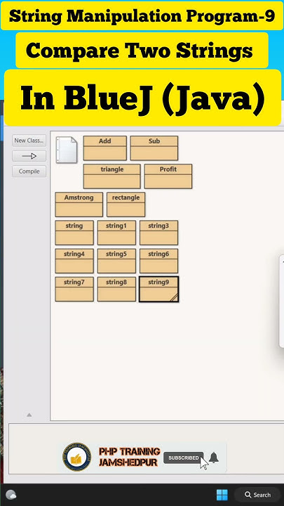 Compare Two Strings II String Manipulation Program-9 ll #bluej ll #java ...