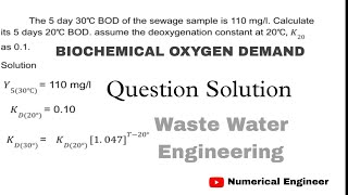 Biochemical Oxygen Demand BOD| How to calculate BOD|Waste water engineering numerical