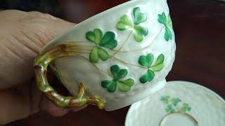 ( Update sold ) almost antique Belleek tea cup , nice thrift find