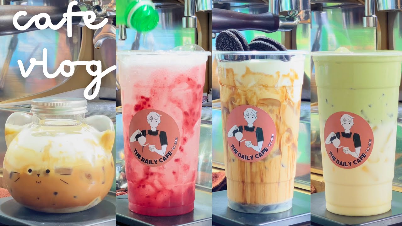 Cafe Vlog Sub: Soda Raspberry And Matcha Milk Foam / Làm Soda Mâm Xôi ...