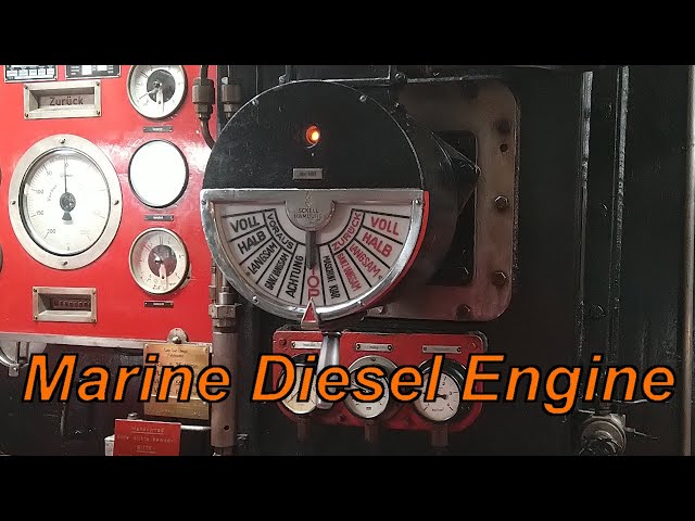 Two Stroke Marine Diesel Engine on the Museum Ship Cap San Diego class=