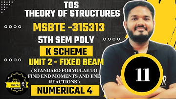 Ch-2 Fixed Beam | FORMULA BASED NUMERICAL 4|MSBTE| Theory of structure | SEM5| TOS |K SCHEME|315313|