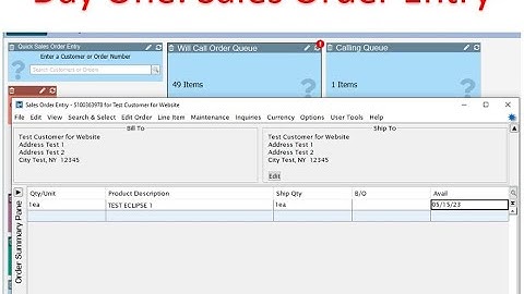 Epicor Solar Eclipse Sales Order Entry Basics