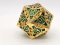 Gnome Forged - Gold w/ Green - Old School Oversized Large 40mm D20 Metal Die