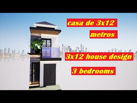 Cozy Townhouse 3 Bedrooms House Design (3x12 Meters) Plano de casa pequeña de  3x12 metros - YouTube