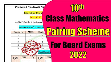 10th Class Mathematics Pairing Scheme 2022 | For All Punjab Boards | By Education Updates