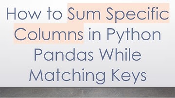 How to Sum Specific Columns in Python Pandas While Matching Keys