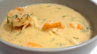 شوربة سي فود كريمية وخطيييرة❤Delicious,creamy seafood soup  ❤