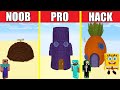 Minecraft Battle: SPONGEBOB HOUSE BUILD CHALLENGE - NOOB vs PRO vs HACKER Animation SPONGE BOB