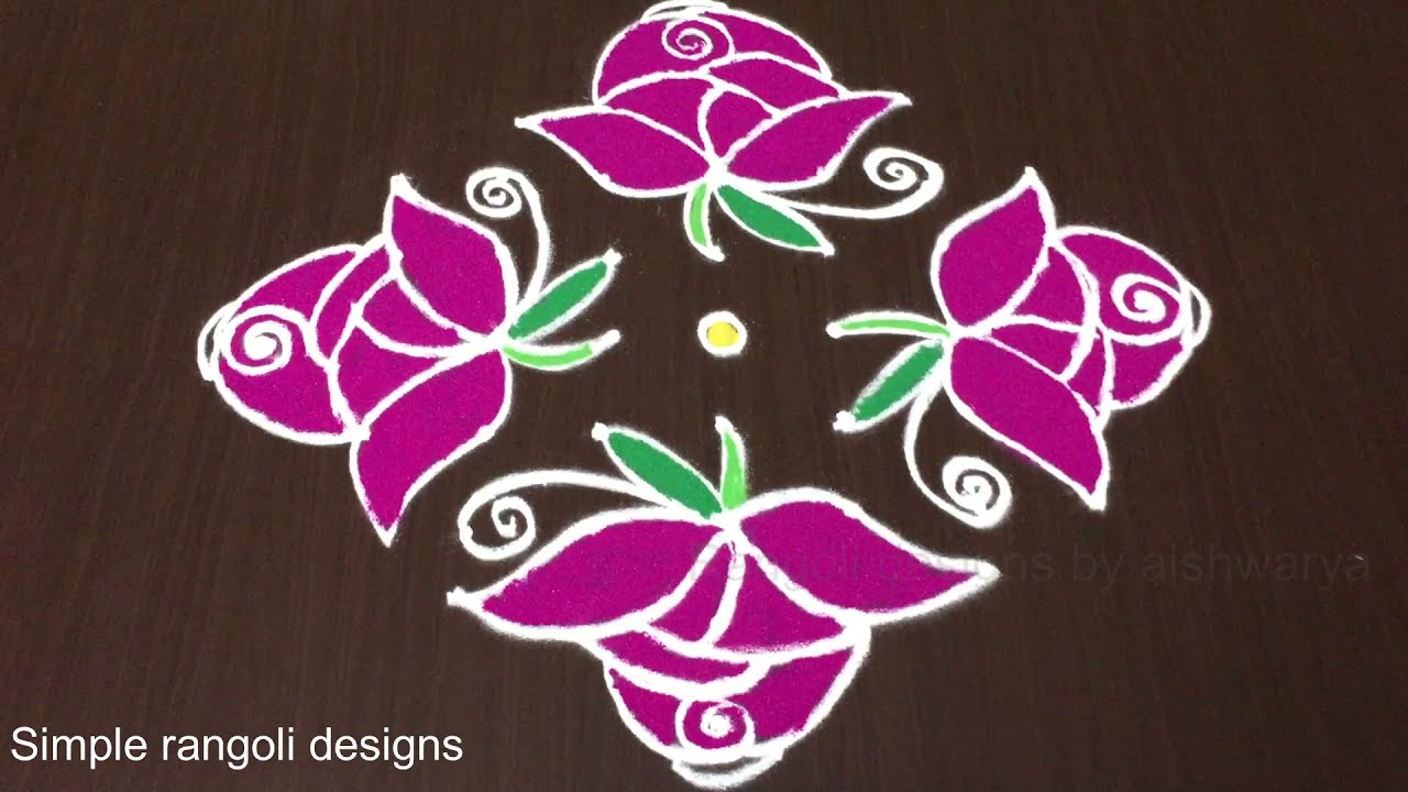 Beautiful Rose Flowers Rangoli Designs for Sankranti With