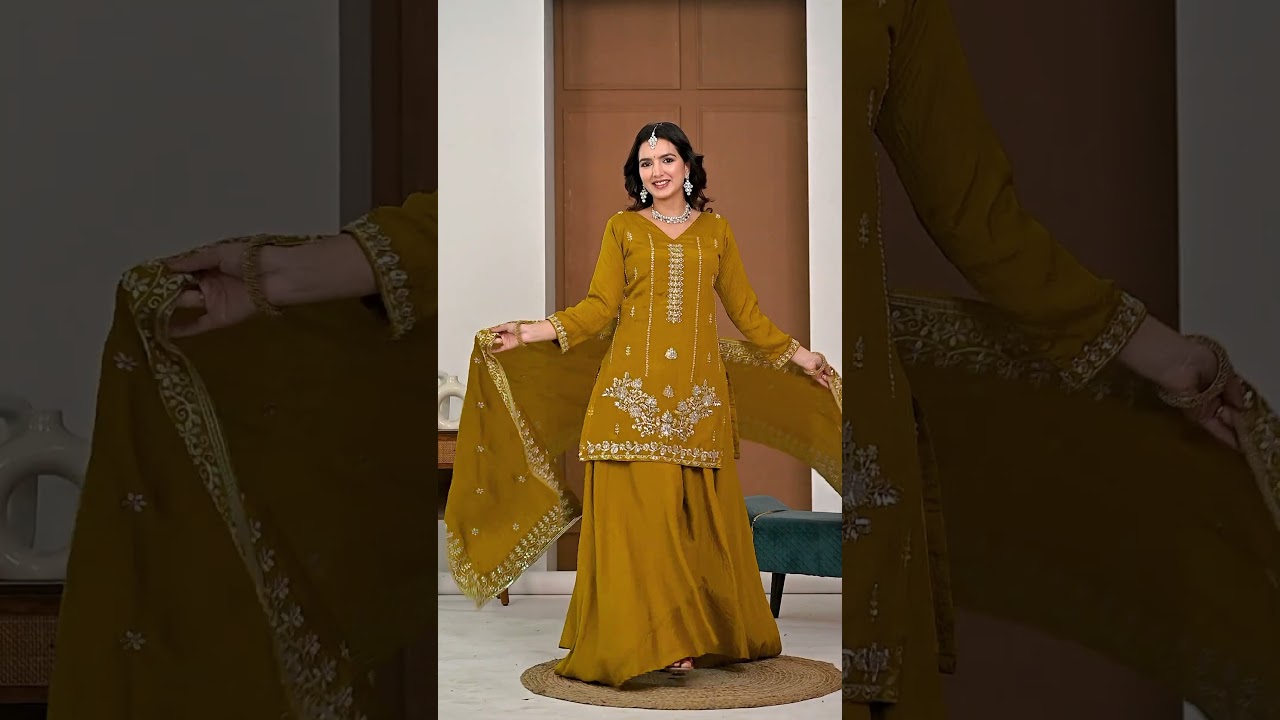 Brown Yellow Heavy NC Vichitra Suit