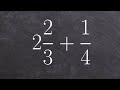 Learn how to add a mixed number to a fraction with unlike denominators