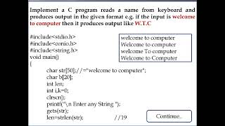String on C Language abbreviated form such as welcome to computer like W.T.C Part 22