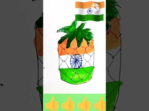 flag drawing on pineapple 🍍🍍|| #postercolour #easy painting #viralvideo #youtubeshorts #shorts #flag