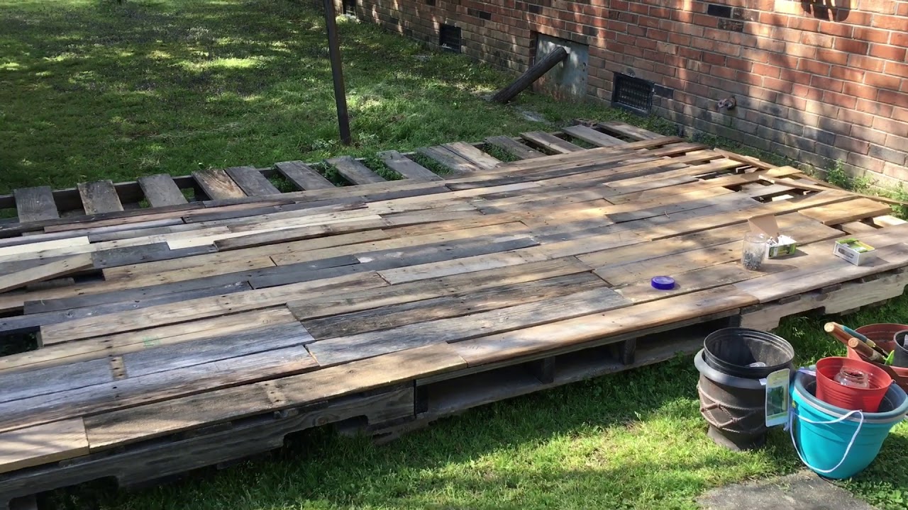 DIY Pallet Deck please subscribe if you found interesting! - YouTube