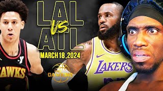 LAKERS FAN REACTS TO Los Angeles Lakers vs Atlanta Hawks Full Game Highlights March 18, 2024