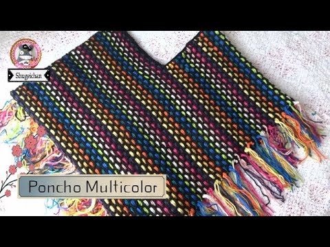 Poncho Multicolor FACIL Y RAPIDO a Crochet