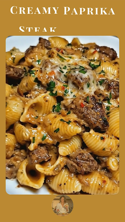 Delicious Creamy Paprika Steak Shells 🍝 Quick & Easy Dinner #shorts