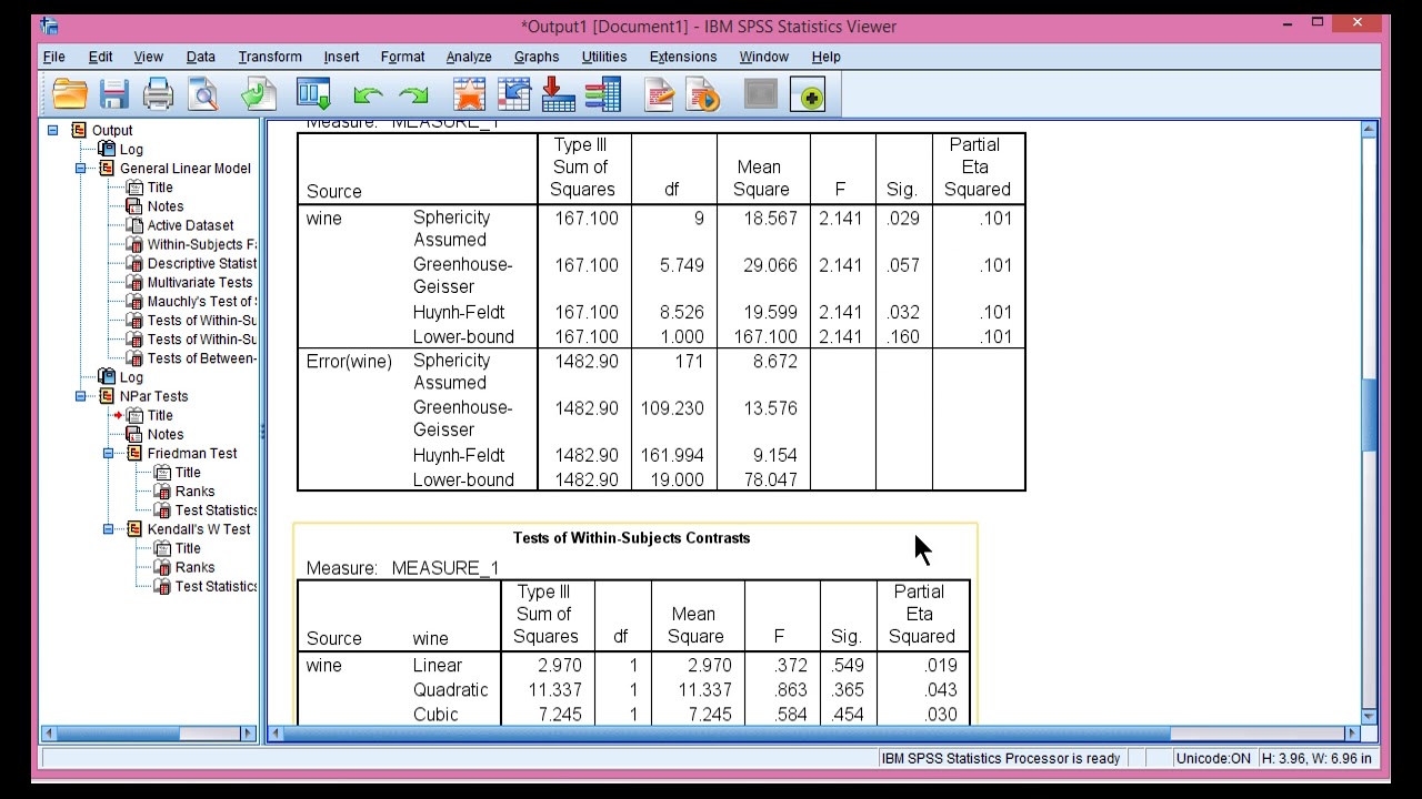 V16.21 WithinSubjects ANOVA on Ranks (2 or More Levels) in SPSS